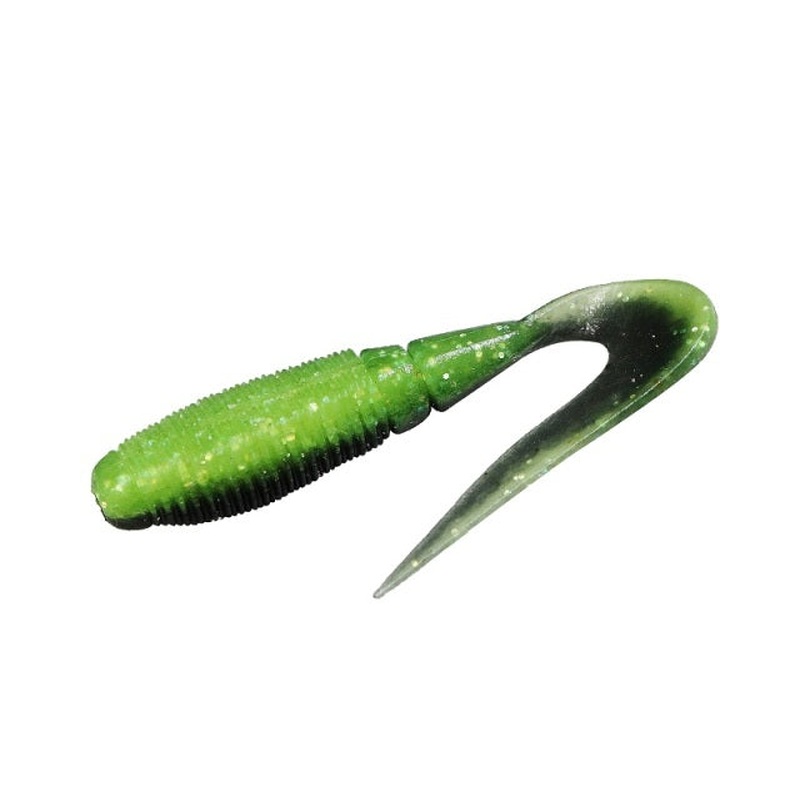 Jackall Worm Rhythm Grub 2.4 Chartreuse Back Black