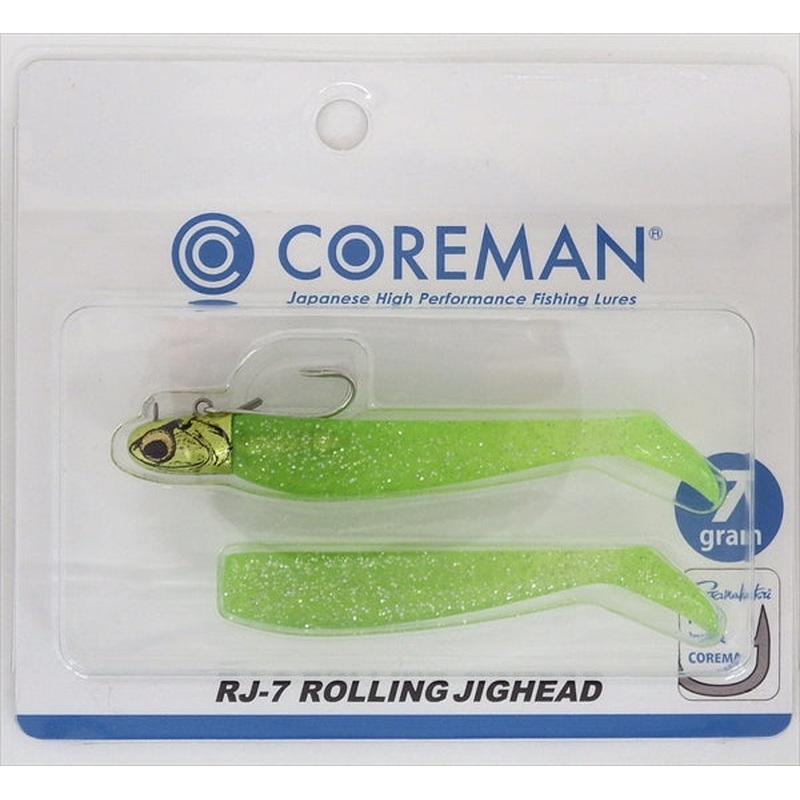 Coreman Worm RJ-7 Rolling Jig Head #067 Lime Head/Lime Chart