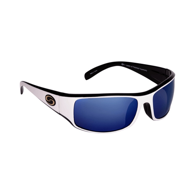 STRIKE KING S11 OKEECHOBEE SUNGLASSES - WHITE BLACK/BLUE MIRROR