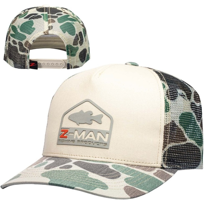Z-Man Camo Bass Trucker Hat - Old School Khaki/Camo