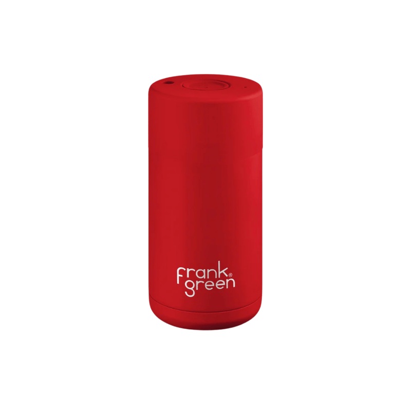 FRANK GREEN CERAMIC REUSABLE CUP - BUTTON LID 12OZ