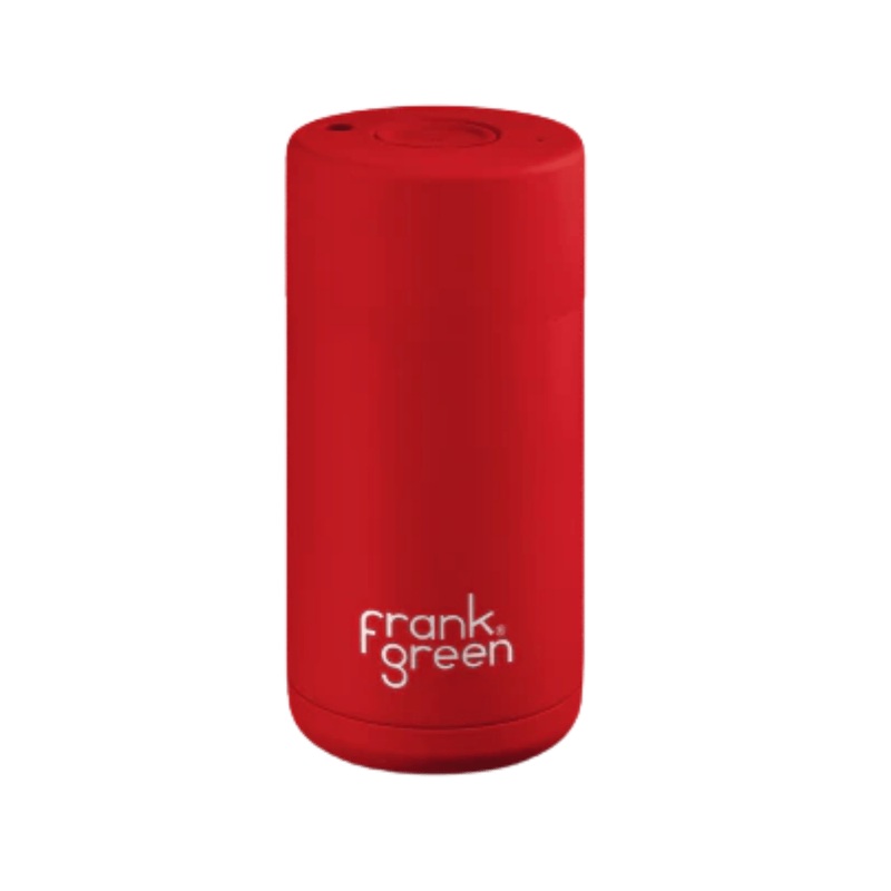 FRANK GREEN CERAMIC REUSABLE CUP - BUTTON LID 16OZ