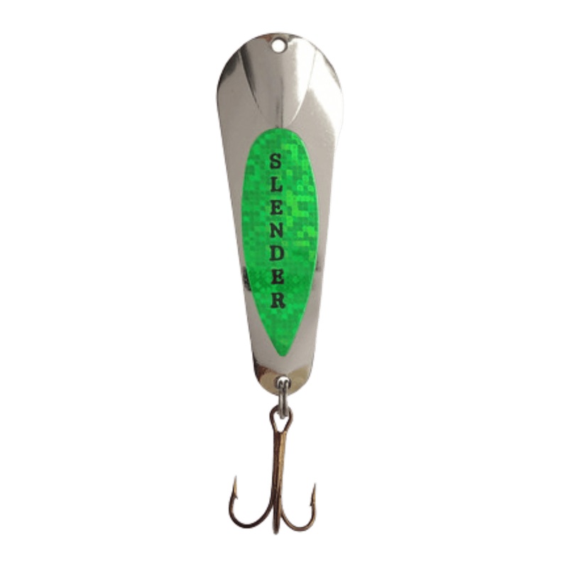 CUSTOM JIGS & SPINS SLENDER SPOON 1/16 OZ - NICKEL/LIME
