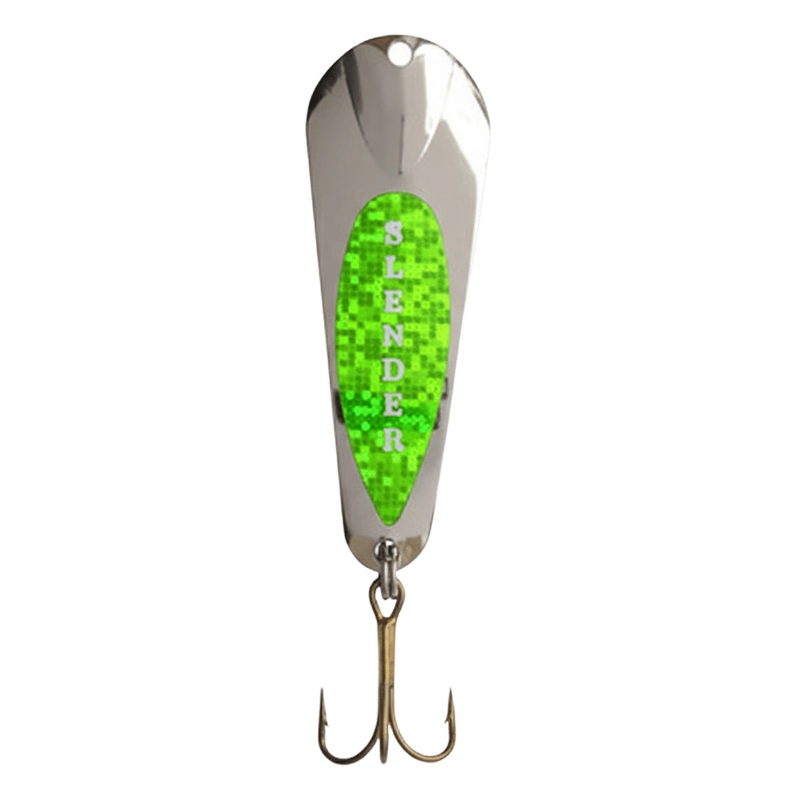 CUSTOM JIGS & SPINS SLENDER SPOON 1/8 OZ - SILVER/LIME
