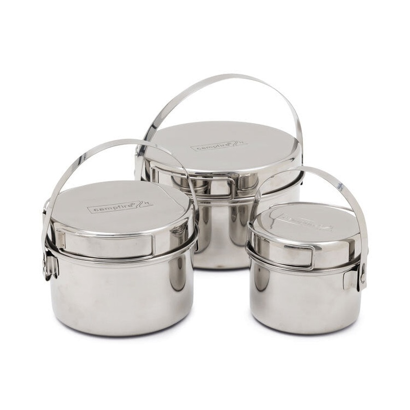 CAMPFIRE STAINLESS POT SET 6 PIECE