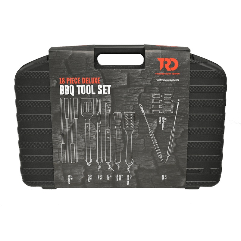 TWISTED ROOT DESIGN DELUXE BBQ TOOL SET 18PC