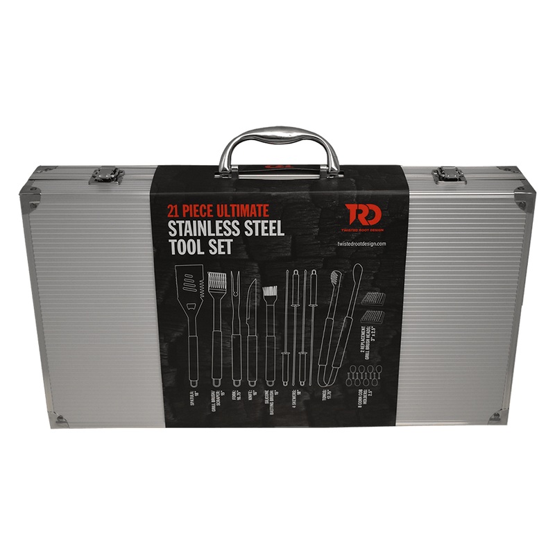 TWISTED ROOT DESIGN ULTMATE STAINLESS STEEL TOOL SET 21PC
